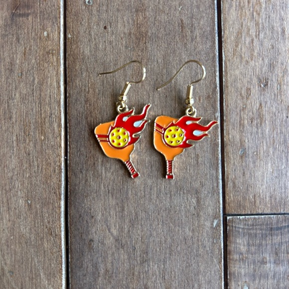 Jewelry - Pickleball Flaming Paddle Earrings